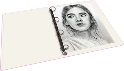 Папка панорама на 4-х кольцах Бюрократ Double Neon DNE0740/4RPINK A4 пластик 0.7мм кор.40мм карм.на лиц.стор. розовый