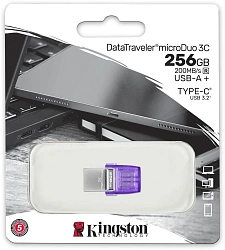 Флеш Диск Kingston 256Gb DataTraveler microDuo 3C DTDUO3CG3/256GB USB3.0 фиолетовый