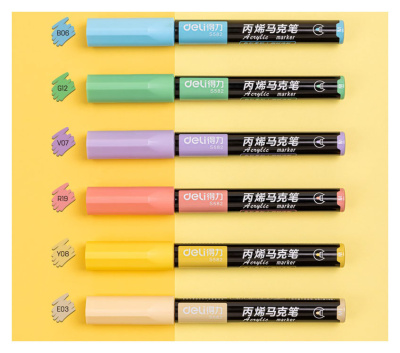 Маркер краска Deli S582 круглый пиш. наконечник 2мм 6цв. пакет с европодвесом (6шт.)