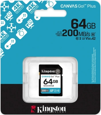 Флеш карта SDXC 64GB Kingston SDG4/64GB Canvas Go! Plus w/o adapter