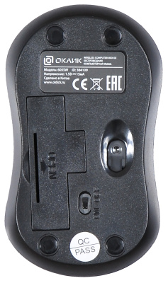 Мышь Оклик 605SW черный/синий оптическая 1200dpi беспров. USB для ноутбука 3but (384109)