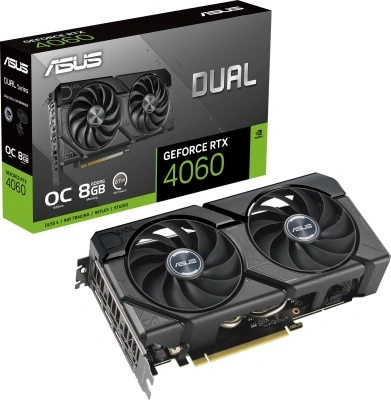Видеокарта Asus PCI-E 4.0 DUAL-RTX4060-O8G-EVO NVIDIA GeForce RTX 4060 8Gb 128bit GDDR6 2505/17000 HDMIx1 DPx3 HDCP Ret