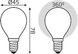 Лампа светодиодная Gauss Filament 5Вт цок.:E14 шар 220B св.свеч.бел.нейт. (упак.:1шт) (105201205)
