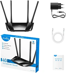 Роутер беспроводной Cudy LT400 N300 10/100BASE-TX/4G cat.4 черный