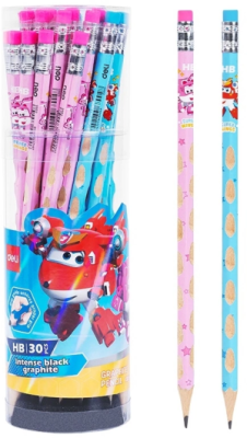 Карандаш ч/г Deli EC055-HB 2.2мм HB шестигран. липа ассорти ластик