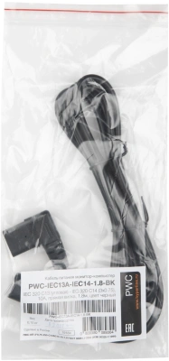 Шнур питания Hyperline PWC-IEC13A-IEC14-1.8-BK C13-С14 проводник.:3x0.75мм2 1.8м 250В 10А (упак.:1шт) черный