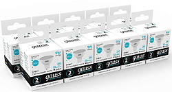 Лампа светодиодная Gauss Elementary MR16 9Вт цок.:GU5.3 спот 220B св.свеч.бел.нейт. MR16 (упак.:10шт) (13529)