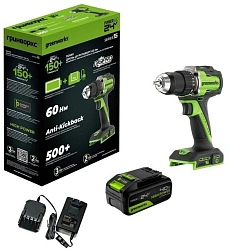 Дрель-шуруповерт Greenworks DD560 аккум. патрон:быстрозажимной (3708407CUC)