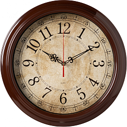 Часы настенные аналоговые Бюрократ WallC-R77P D35см коричневый (WALLC-R77P35/BROWN)