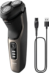 Бритва роторная Philips S3242/12 реж.эл.:3 питан.:аккум. черный/серебристый