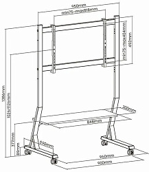 Подставка для телевизора Ultramounts UM306B черный 45"-90" макс.60кг напольный мобильный