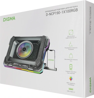 Подставка для ноутбука Digma D-NCP190-1x100RGB 1x черный