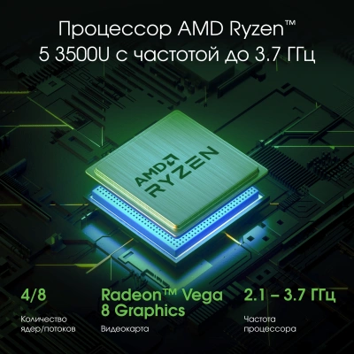 Ноутбук Digma Pro Cursus Ryzen 5 3500U 16Gb SSD512Gb AMD Radeon Graphics 15.6" IPS FHD (1920x1080) Windows 11 Pro grey WiFi BT Cam 5500mAh (DN15R5-ADXW10)