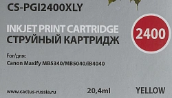 Картридж струйный Cactus CS-PGI2400XLY PGI-2400XLY желт.пигм. (20.4мл) для Canon MAXIFY iB4040/ МВ5040/ МВ5340 с чипом