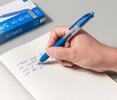 Ручка гелев. автоматическая Deli EG075-BL d=0.5мм син. черн. резин. манжета