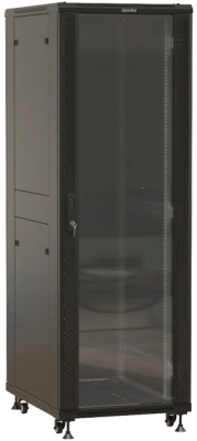 Шкаф серверный Hyperline TTBR-3261-AS-RAL9004 напольный 32U 600x1000мм стекло/металл 2 бок.пан. задн.дв.спл.стал.лист 1000кг черный 910мм 98.2кг 1610мм IP20