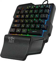 Игровой блок Оклик 701G IRON FIST черный USB for gamer LED (подставка для запястий) (1196590)