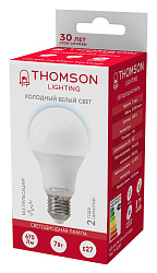 Лампа светодиодная Thomson TH-B2301 7Вт цок.:E27 груша 220B св.свеч.бел.хол. A (упак.:1шт)