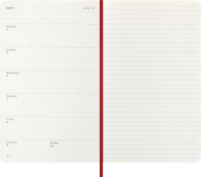 Еженедельник Moleskine CLASSIC SOFT WKNT Large 130х210мм 144стр. мягкая обложка красный