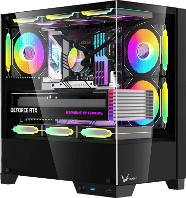 Корпус Formula Crystal Z1M Plus FR черный без БП mATX 5x120mm 2xUSB3.0 1xUSB3.1 audio bott PSU