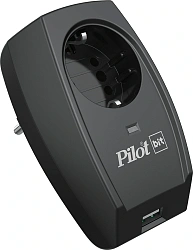 Сетевой фильтр Pilot Bit (USB) (1 розетка) черный (коробка)