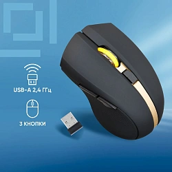 Мышь Оклик 495MW черный/золотистый оптическая 1600dpi беспров. USB для ноутбука 6but (998168)