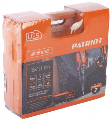 Дрель-шуруповерт Patriot BR 181UES аккум. патрон:быстрозажимной (кейс в комплекте) (180201481)