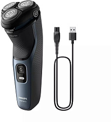 Бритва роторная Philips S3144/00 реж.эл.:3 питан.:аккум. темно-синий