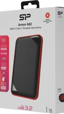 Жесткий диск Silicon Power USB3.1 1TB SP010TBPHD62SS3K A62S Armor 2.5" черный/красный
