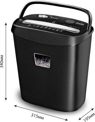 Шредер Cactus CS-SH-P4 черный (секр.P-4) фрагменты 8лист. 15лтр. скрепки скобы пл.карты