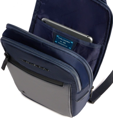 Рюкзак слинг мужской Piquadro Orion CA6625S136/BLU синий ткань/натур.кожа