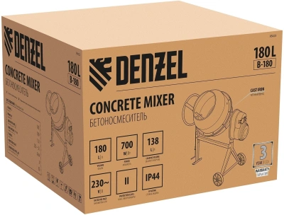 Бетономешалка Denzel B-180 электрич. бар.:180л г.р.:96л 700Вт (95423)