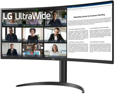 Монитор LG 34" UltraWide 34WR55QK-B черный VA LED 5ms 21:9 HDMI матовая HAS 300cd 178гр/178гр 3440x1440 100Hz DP Ultra WQHD USB 6.9кг