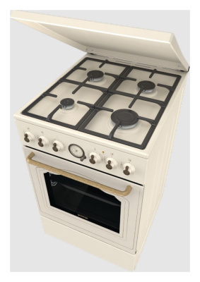 Плита Комбинированная Gorenje GKS5B70CLI бежевый (металлическая крышка) реш.чугун