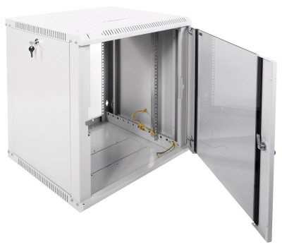 Шкаф коммутационный ЦМО ШРН-ЭКОНОМ (ШРН-Э-12.500) настенный 12U 600x520мм пер.дв.стекл 75кг серый 470мм 20.2кг 180град. 608мм