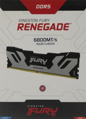 Память DDR5 16GB 6800MHz Kingston KF568C36RS-16 Fury Renegade RTL Gaming PC5-54400 CL36 DIMM 288-pin 1.4В kit с радиатором Ret