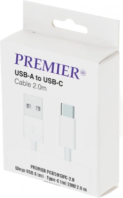 Кабель Premier 20W2M/A-C USB (m)-USB Type-C (m) 2м белый