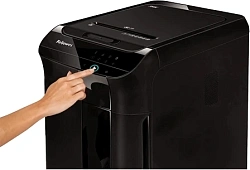Шредер Fellowes AutoMax 450C черный с автоподачей (секр.P-4) фрагменты 450лист. 68лтр. скрепки скобы пл.карты CD