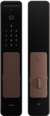 Умный замок Aqara ML-D01D врезной разбл.отпеч.паль./код/пар/NFC/прил/мех.кл 5000mAh бронзовый/черный