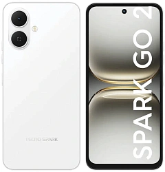 Смартфон Tecno Spark Go 2 64Gb 3Gb белый моноблок 3G 4G 2Sim 6.67" 720x1600 Android 15 13Mpix 802.11 a/b/g/n/ac GPS GSM900/1800 Protect FM microSD max1024Gb