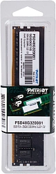 Память DDR4 8Gb 3200MHz Patriot PSD48G320081 Signature RTL Gaming PC4-25600 CL22 DIMM 288-pin 1.2В single rank Ret