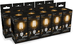 Лампа светодиодная Gauss Filament 102902120 20Вт цок.:E27 груша 220B св.свеч.бел.теп. (упак.:10шт)