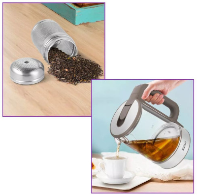 Чайник электрический Kitfort КТ-6664 1.7л. 2200Вт кофейный/серебристый корпус: стекло/металл/пластик