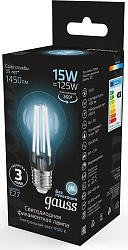 Лампа светодиодная Gauss Filament 102902215 15Вт цок.:E27 груша 220B св.свеч.бел.нейт. (упак.:1шт)