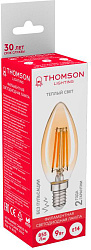 Лампа филам. Thomson Filament TH-B2115 9Вт цок.:E14 свеча 220B св.свеч.бел.теп. Candle (упак.:1шт)