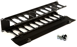 Кабельный органайзер горизонтальный Hyperline CMF-2U-FPL106-MCOV-RAL9005 пальцы 2U шир.:19" глуб.:106мм