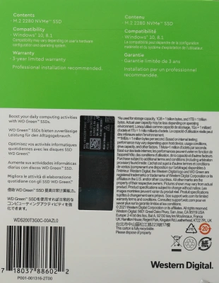 Накопитель SSD WD Original PCIe 3.0 x4 2TB WDS200T3G0C Green SN350 M.2 2280