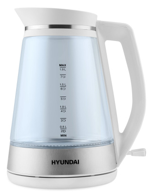 Чайник электрический Hyundai HYK-G3037 1.9л. 3000Вт белый/прозрачный корпус: стекло/пластик