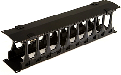 Кабельный органайзер горизонтальный Hyperline CMF-2U-FPL106-MCOV-RAL9005 пальцы 2U шир.:19" глуб.:106мм
