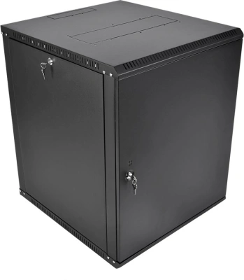 Шкаф коммутационный ЦМО ШРН-Эконом (ШРН-Э-18.350.1-9005) настенный 18U 600x350мм пер.дв.металл 85кг черный 300мм 21.69кг 180град. 878мм IP20 металл